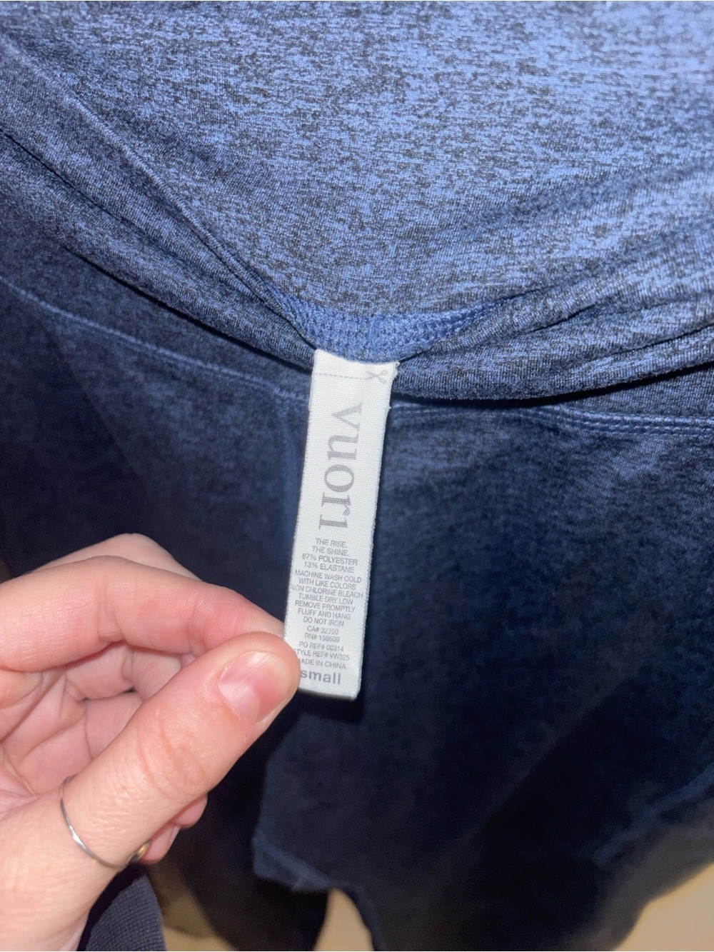 Vuori The Rise Blue Heather High Rise Leggings Yoga Athleisure Size Small - Picture 3 of 5